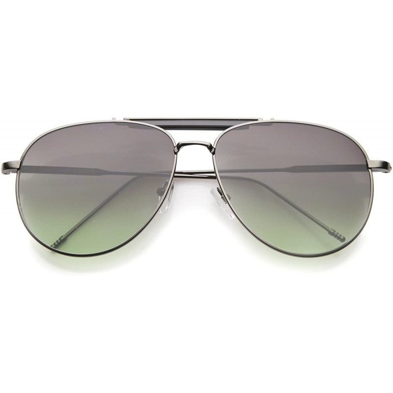 Aviator Large Classic Teardrop Crossbar Oceanic Flat Lens Aviator Sunglasses 56mm - Gunmetal-black / Smoke-green - CG12G0QNJ6...