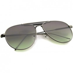 Aviator Large Classic Teardrop Crossbar Oceanic Flat Lens Aviator Sunglasses 56mm - Gunmetal-black / Smoke-green - CG12G0QNJ6...