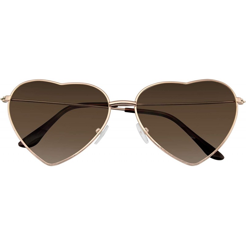 Rimless Womens Metal Heart Frame Mirror Lens Cupid Heart shape Sunglasses - Gold - CY12O1KTF86 $9.96