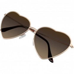 Rimless Womens Metal Heart Frame Mirror Lens Cupid Heart shape Sunglasses - Gold - CY12O1KTF86 $9.96
