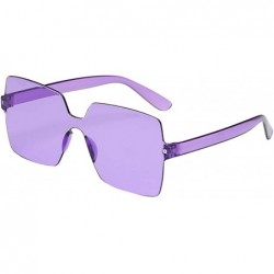 Oversized Oversized Square Candy Colors Glasses Rimless Frame Unisex Sunglasses - L - CD195NHIO00 $7.50