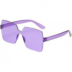 Oversized Oversized Square Candy Colors Glasses Rimless Frame Unisex Sunglasses - L - CD195NHIO00 $16.99