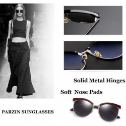 Goggle Polarized Sunglasses Semi Rimless Women Vintage Cateye Eyewear - Black Frame/ Blue Lens - CX18L97ETW3 $16.54