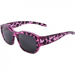 Rectangular Polarized Fit Over Glasses Sunglasses Wear Over Prescription Glasses for Women and Men - Purple Leopard - CH18UZD...