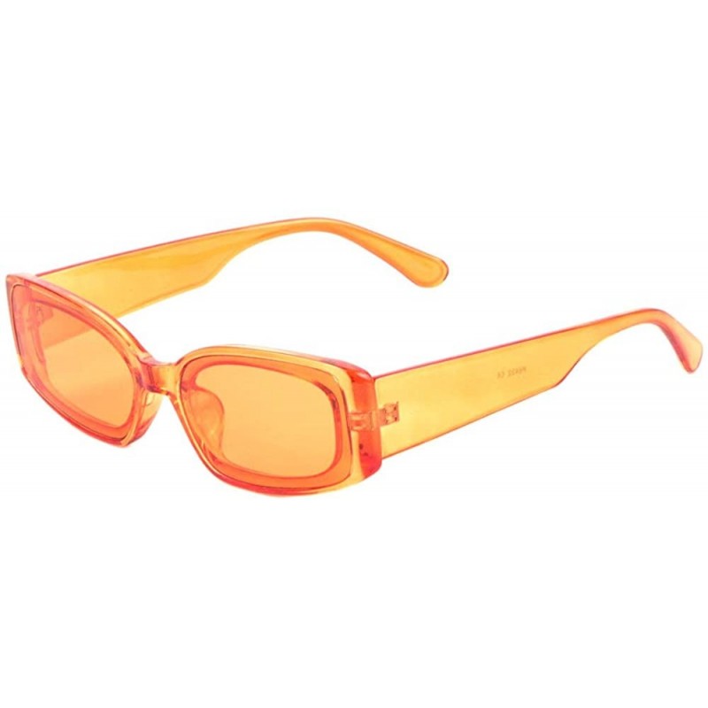 Rectangular Rectangular Lens Round Edge Sunglasses - Orange Crystal - C11988US5Y0 $14.59
