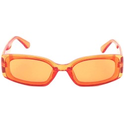 Rectangular Rectangular Lens Round Edge Sunglasses - Orange Crystal - C11988US5Y0 $14.59