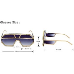 Oversized Oversized Sunglasses One piece Rhinestone Eyeglasses - Pink&clear - CY18A2SL58T $33.64