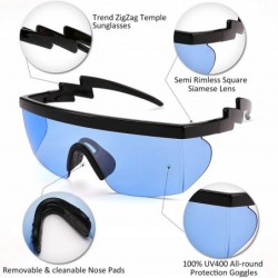 Rimless Semi Rimless Retro ZigZag Sunglasses Siamese Goggles Rainbow Mirrored Transparent Lenses B2575 - C61965K87QA $17.18