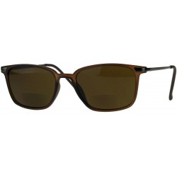 Rectangular Bifocal Reading Lens Sunglasses Magnified Bottom Lens Stylish Rectangle Frame - Matte Brown - CJ18EMH427T $24.42