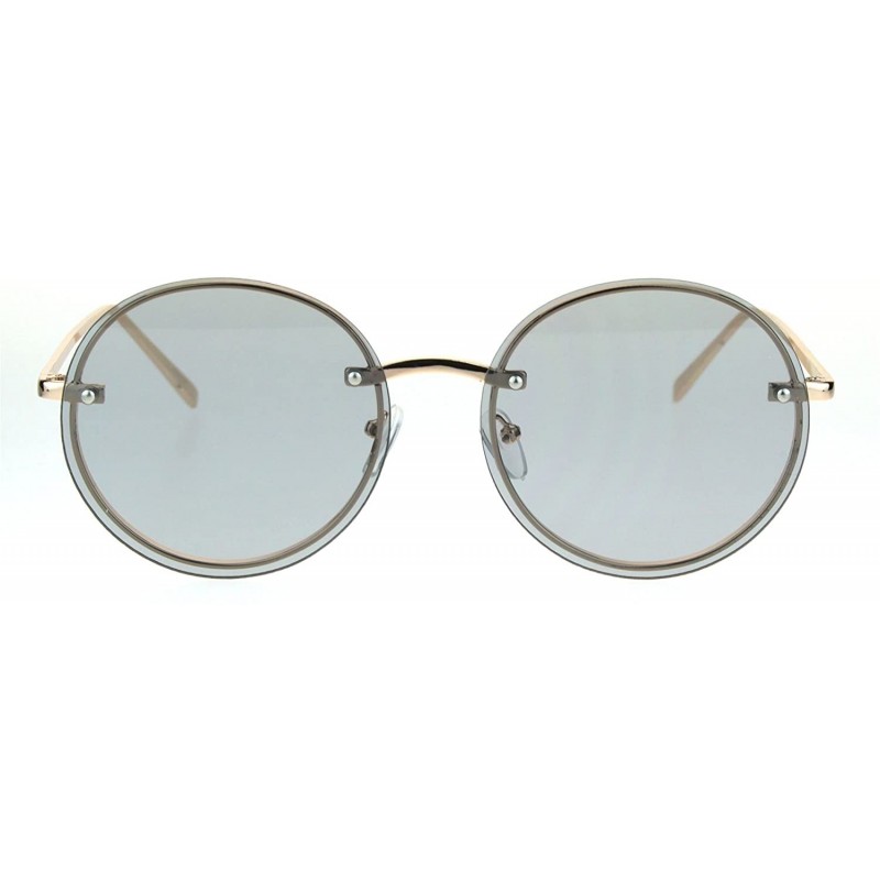 Round Fem Womens Rimless Round Oval 90s Pastel Lens Sunglasses - Grey - CG182SU8NT0 $14.25