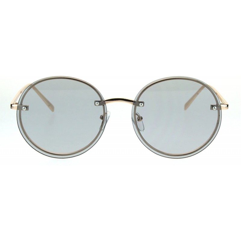 Round Fem Womens Rimless Round Oval 90s Pastel Lens Sunglasses - Grey - CG182SU8NT0 $14.25