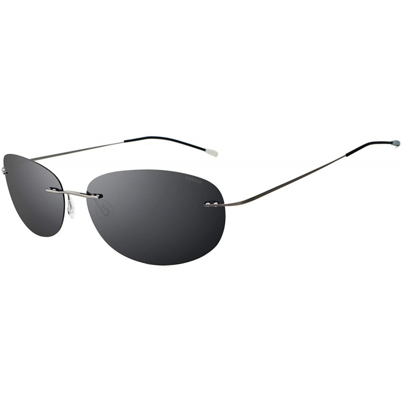 Oval Ultralight Rimless Polarized Sunglasses for Men Women Vintage Titanium Frameless Colorful Fashion Shades - CC18LXQZ5OA $...