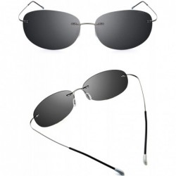 Oval Ultralight Rimless Polarized Sunglasses for Men Women Vintage Titanium Frameless Colorful Fashion Shades - CC18LXQZ5OA $...