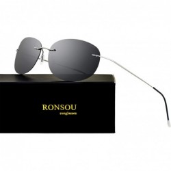 Oval Ultralight Rimless Polarized Sunglasses for Men Women Vintage Titanium Frameless Colorful Fashion Shades - CC18LXQZ5OA $...