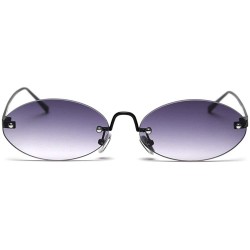 Oval 2019 Vintage oval metal frameless unisex brand luxury sexy sunglasses uv400 - Grey - CD18SUSCW4E $27.09