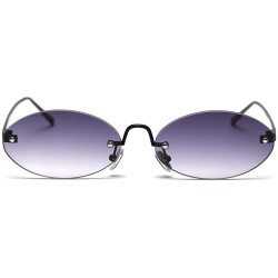 Oval 2019 Vintage oval metal frameless unisex brand luxury sexy sunglasses uv400 - Grey - CD18SUSCW4E $25.44