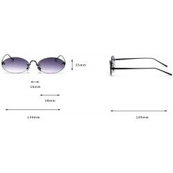 Oval 2019 Vintage oval metal frameless unisex brand luxury sexy sunglasses uv400 - Grey - CD18SUSCW4E $13.55