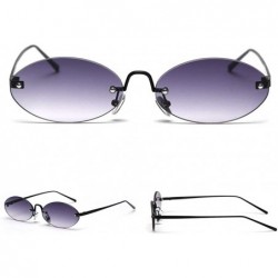 Oval 2019 Vintage oval metal frameless unisex brand luxury sexy sunglasses uv400 - Grey - CD18SUSCW4E $25.44