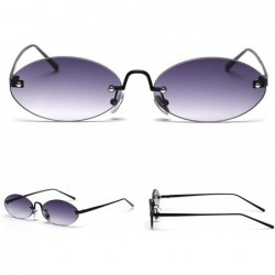 Oval 2019 Vintage oval metal frameless unisex brand luxury sexy sunglasses uv400 - Grey - CD18SUSCW4E $13.55