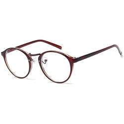 Oval Women Glasses-Retro Fashion Lightweight Black Frame Clear Lenses Glasses - Dark Brown - CV18A8A2UID $17.84
