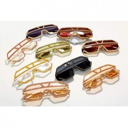 Oversized Oversized Sunglasses One piece Rhinestone Eyeglasses - Pink&clear - CY18A2SL58T $17.19