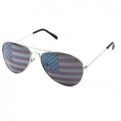 Aviator USA Flag Classic Aviator Sunglasses - Silver - CL199OHMAGQ $26.81