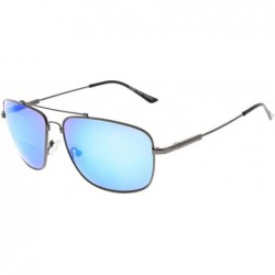 Rectangular Memory Bifocal Sunglasses Bendable Titanium Reading Sunglasses - Gunmetal Frame Blue Mirror - CM18035G022 $47.56