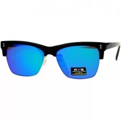 Square New Flat Lens Sunglasses Retro Designer Square Frame Unisex Fashion - Black (Teal Mirror) - CE189TL6M3G $18.99