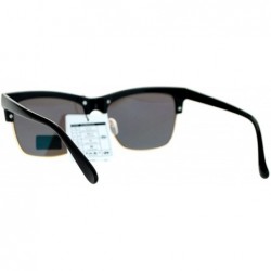 Square New Flat Lens Sunglasses Retro Designer Square Frame Unisex Fashion - Black (Teal Mirror) - CE189TL6M3G $9.62