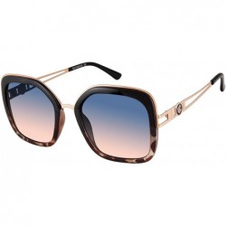Rectangular Rectangular Semi Rimless Sunglasses Protection - Black Animal - CR193O5W3U6 $34.58