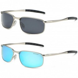 Rectangular Polarized Sunglasses For Men Rectangle Metal Frame Retro Sun Glasses AE0395 - CP1925R86SU $37.94