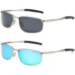 Rectangular Polarized Sunglasses For Men Rectangle Metal Frame Retro Sun Glasses AE0395 - CP1925R86SU $37.94