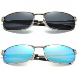 Rectangular Polarized Sunglasses For Men Rectangle Metal Frame Retro Sun Glasses AE0395 - CP1925R86SU $22.05