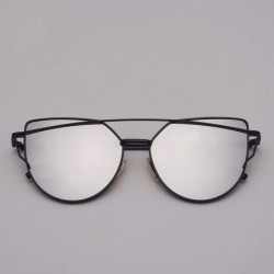 Goggle 2018 Er Cat Eye Sunglasses Women Vintage Metal Reflective Glasses Mirror Retro Oculos De Sol Gafas - Gold Pink - C5198...