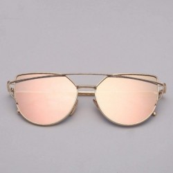 Cat Eye Designer Cat Eye Sunglasses Women Vintage Metal Reflective Glasses Mirror Retro - Blackpink - CI198ZYETMZ $33.03