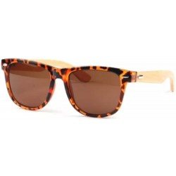 Square Bamboo Sunglasses - Wood Sunglasses - 3-in-1 Value Pack Gift Set - Stylish- Lightweight- Durable - Leopard - C518DXK7C...