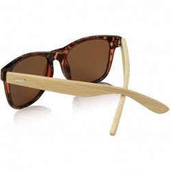 Square Bamboo Sunglasses - Wood Sunglasses - 3-in-1 Value Pack Gift Set - Stylish- Lightweight- Durable - Leopard - C518DXK7C...