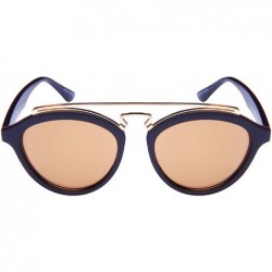 Oval Double Bridge Oval Sunglasses w/Color Mirror Lens 541065-REV - Matte Black - CF12NGCWB2N $11.31