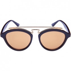 Oval Double Bridge Oval Sunglasses w/Color Mirror Lens 541065-REV - Matte Black - CF12NGCWB2N $11.31