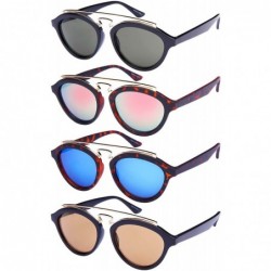 Oval Double Bridge Oval Sunglasses w/Color Mirror Lens 541065-REV - Matte Black - CF12NGCWB2N $11.31