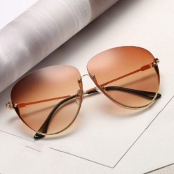 Rimless Fashion Oversized Rimless Sunglasses Women Clear Lens Glasses - E - C218R5SN4K7 $9.13