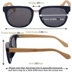 Oval Bamboo Wood Sunglasses Polarized Night Vison Driving Glasses with Ant Blue Light Function-TY569 - C41935X37H5 $18.11