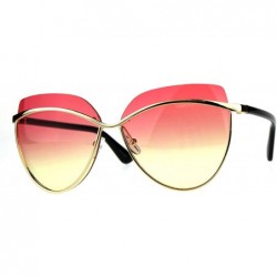 Oversized Womens Metal Brow Trim Designer Butterfly Diva Sunglasses - Red Yellow - CY18CGNMOM2 $22.02