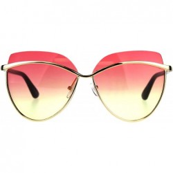 Oversized Womens Metal Brow Trim Designer Butterfly Diva Sunglasses - Red Yellow - CY18CGNMOM2 $9.35