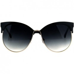 Round Womens Color Mirror Overisze Round Cateye Half Rim Retro Sunglasses - Black Smoke - CI182KHO2YT $21.95