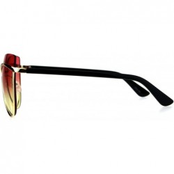 Oversized Womens Metal Brow Trim Designer Butterfly Diva Sunglasses - Red Yellow - CY18CGNMOM2 $9.35