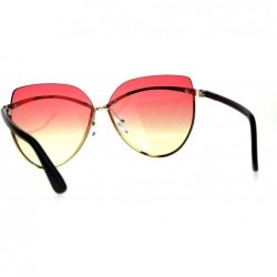 Oversized Womens Metal Brow Trim Designer Butterfly Diva Sunglasses - Red Yellow - CY18CGNMOM2 $9.35