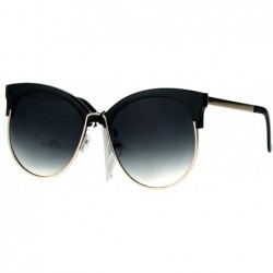 Round Womens Color Mirror Overisze Round Cateye Half Rim Retro Sunglasses - Black Smoke - CI182KHO2YT $11.61