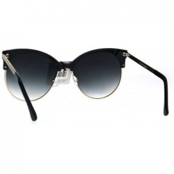 Round Womens Color Mirror Overisze Round Cateye Half Rim Retro Sunglasses - Black Smoke - CI182KHO2YT $11.61