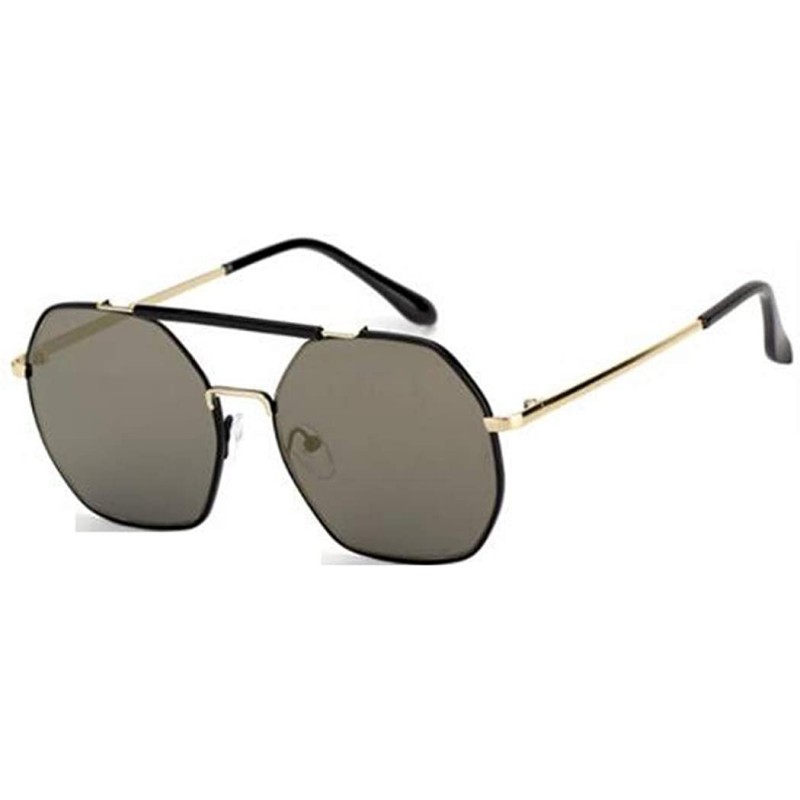 Aviator 2019 new sunglasses - double beam polygonal metal frame glasses - ladies sunglasses - B - CV18SGIMC3S $43.66